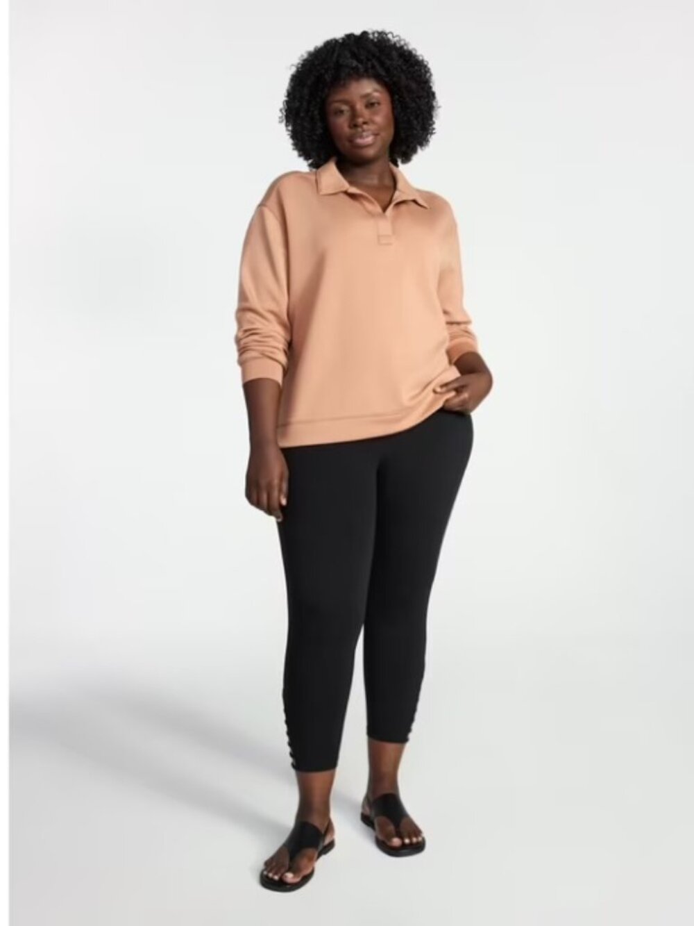NWT Terra & Sky Women's Plus Size Capri Ladder Leggings, 22" Black Size 3X